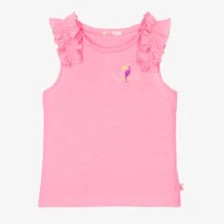 Billieblush Girls Pink Cotton Jersey Ruffle T-Shirt