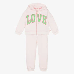 Billieblush Girls Pink Cotton 'Love' Tracksuit