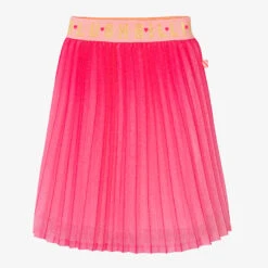 Billieblush Girls Pink Glitter Pleated Logo Skirt