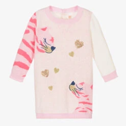 Billieblush Girls Pink & Ivory Cat Dress