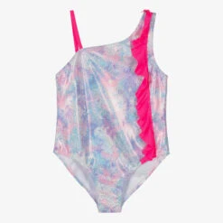Billieblush Girls Pink Metallic Unicorn Swimsuit