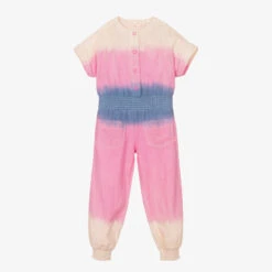 Billieblush Girls Pink Ombré Cotton Jumpsuit