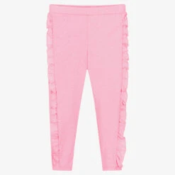 Billieblush Girls Pink Ruffle Cotton Leggings