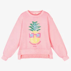Billieblush Girls Pink Sequin Pineapple Sweatshirt