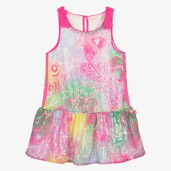 Billieblush Girls Pink Sequinned Butterfly Dress