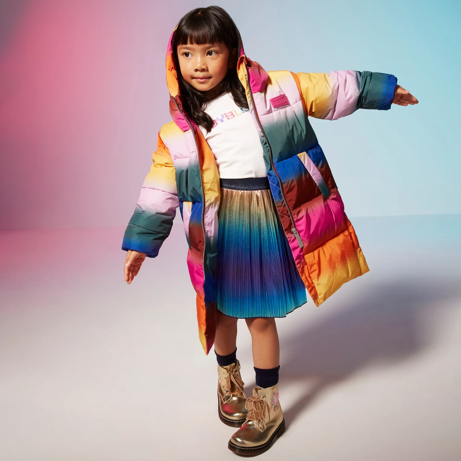 Billieblush Girls Pleated Rainbow Skirt 4 Billieblush Girls Pleated Rainbow Skirt - Image 2