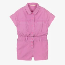 Billieblush Girls Purple Cotton Twill Playsuit