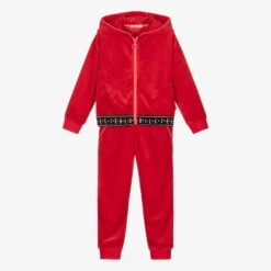 Billieblush Girls Red Velvet Tracksuit