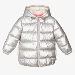 Billieblush Girls Silver Puffer Coat