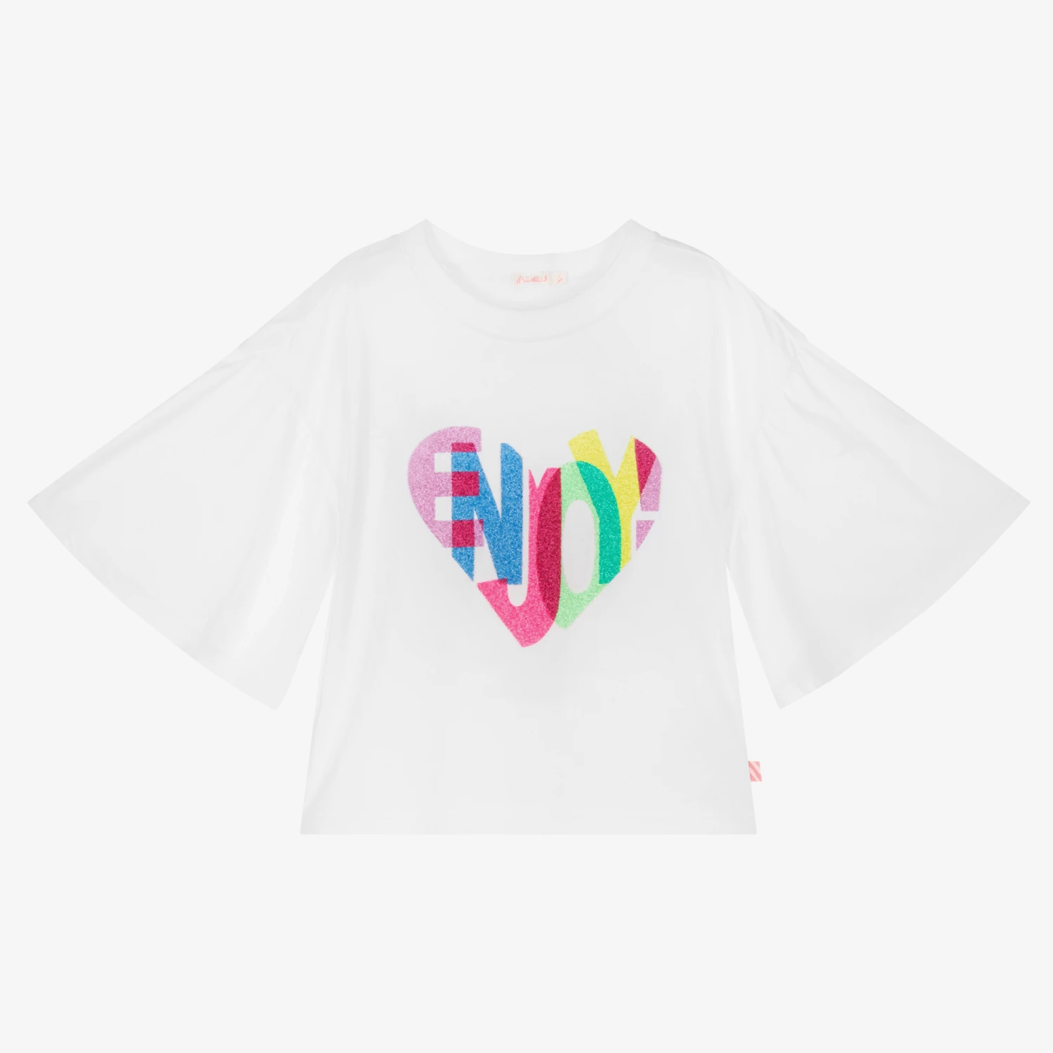 Billieblush Girls White Beaded Heart Cotton T-Shirt 3 Billieblush Girls White Beaded Heart Cotton T-Shirt