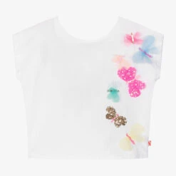 Billieblush Girls White Cotton Butterfly T-Shirt