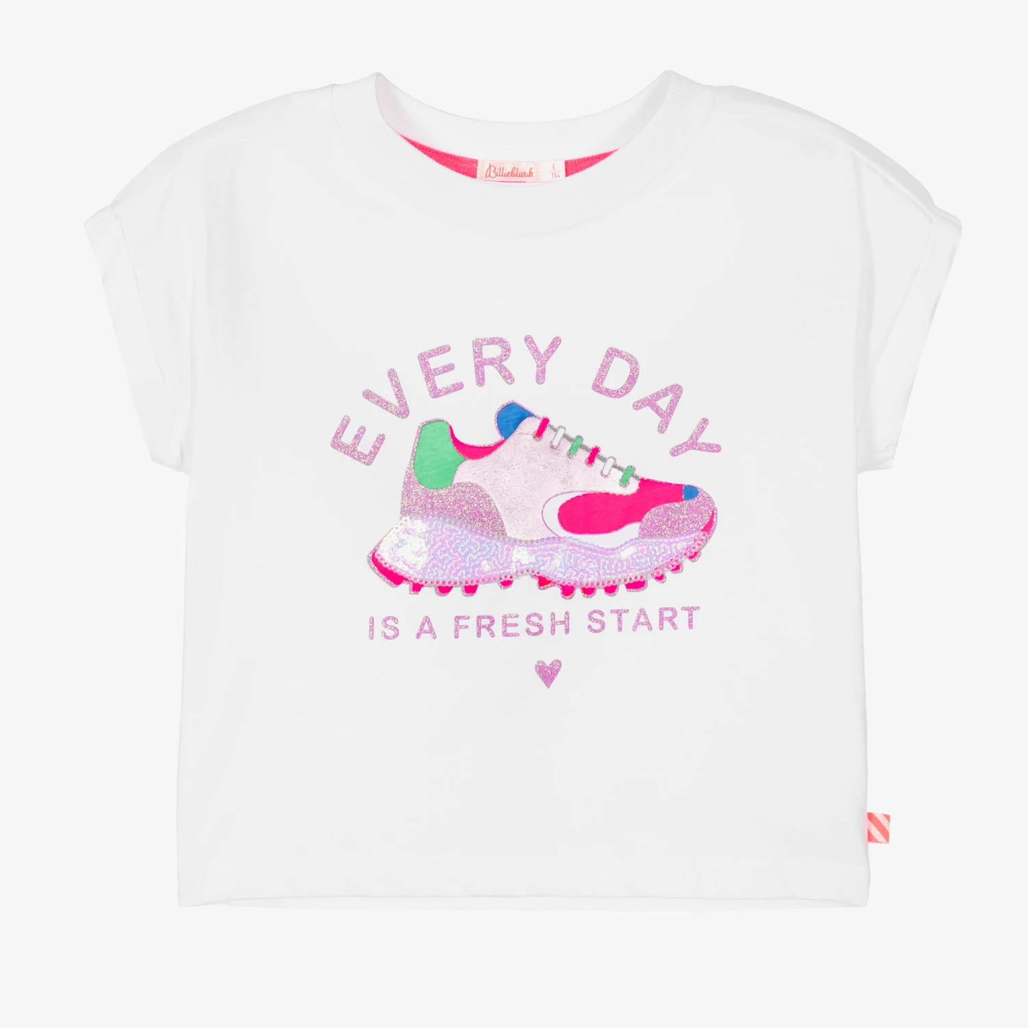 Billieblush Girls White Cotton Sequin T-Shirt 3 Billieblush Girls White Cotton Sequin T-Shirt