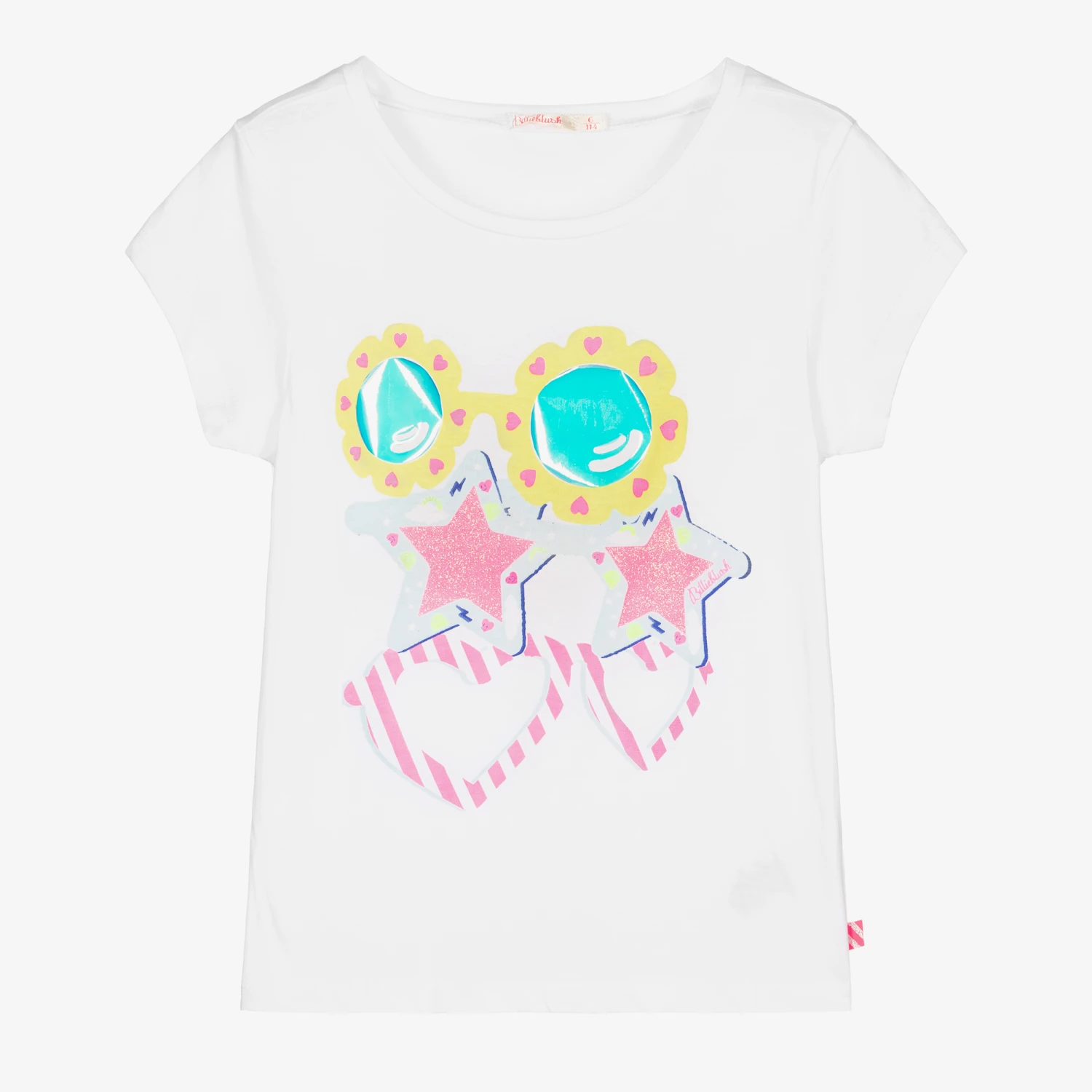 Billieblush Girls White Cotton T-Shirt 3 Billieblush Girls White Cotton T-Shirt