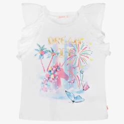 Billieblush Girls White Cotton Unicorn Dream T-Shirt