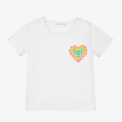 Billieblush Girls White Crochet Heart Jersey T-Shirt