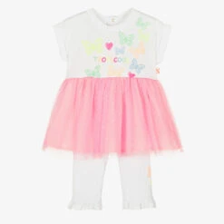 Billieblush Girls White & Pink Tulle Dress Set