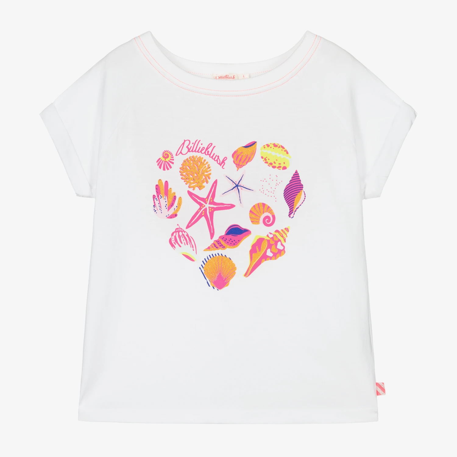 Billieblush Girls White Seashells T-Shirt 3 Billieblush Girls White Seashells T-Shirt