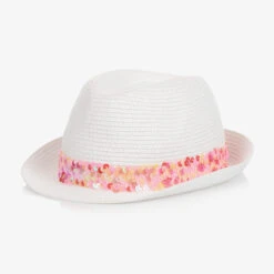 Billieblush Girls White Straw & Sequin Hat
