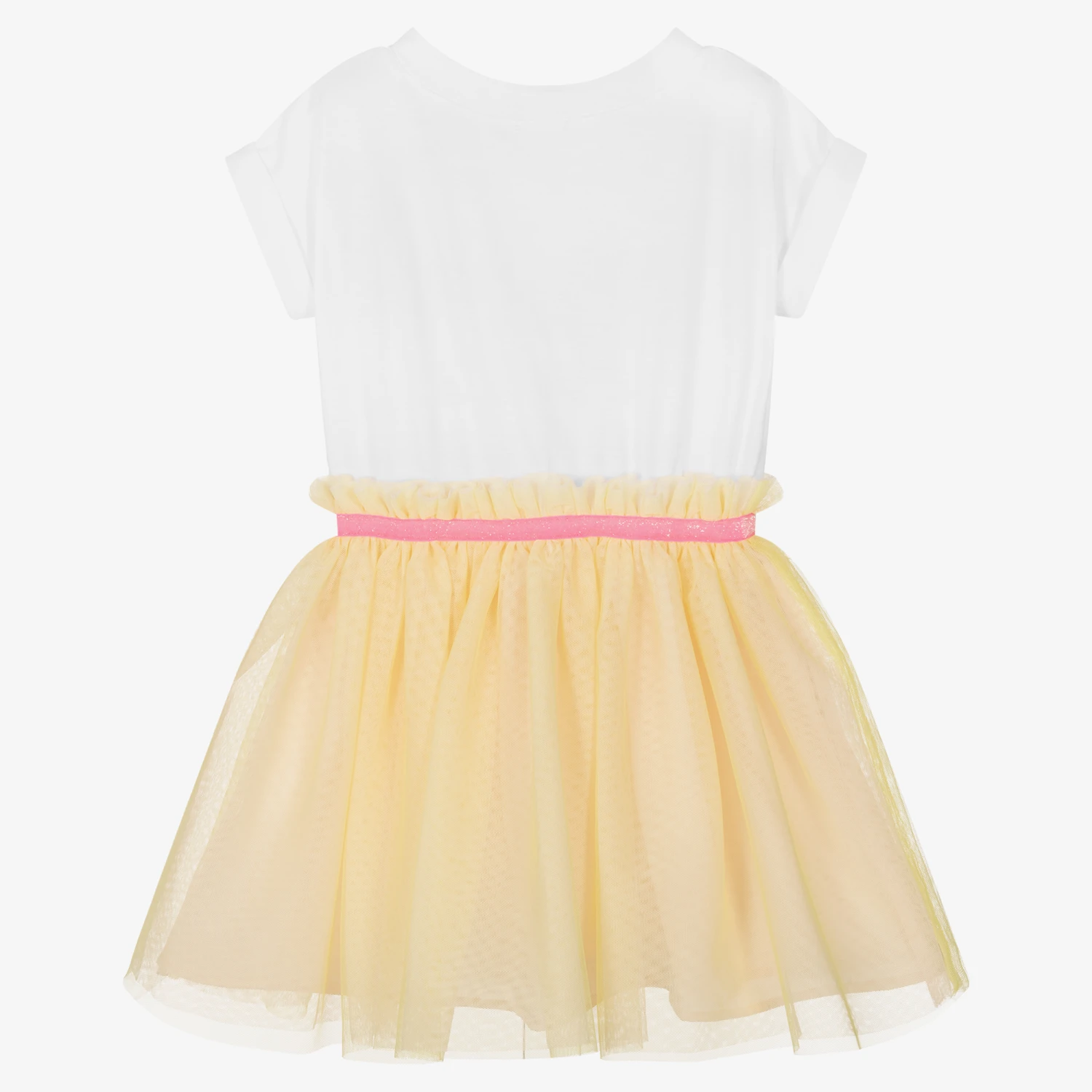 Billieblush Girls White & Yellow Palm Tree Tulle Dress 4 Billieblush Girls White & Yellow Palm Tree Tulle Dress - Image 2