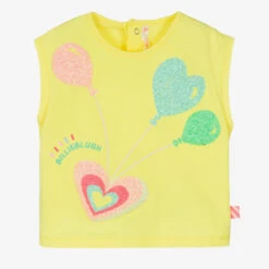 Billieblush Girls Yellow Beaded Cotton T-Shirt