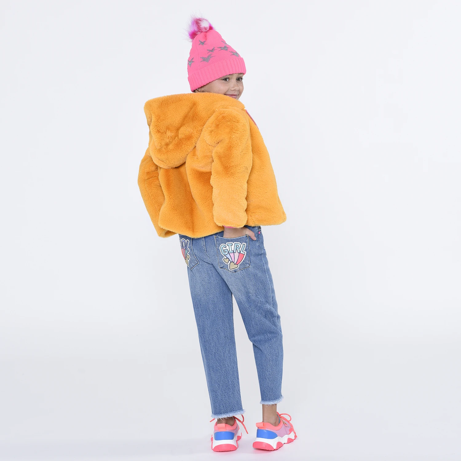 Billieblush Girls Yellow Faux Fur Jacket 4 Billieblush Girls Yellow Faux Fur Jacket - Image 2