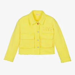 Billieblush Girls Yellow Sequin Twill Jacket