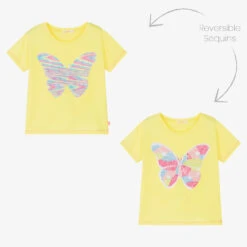 Billieblush Girls Yellow Sequinned Butterfly T-Shirt