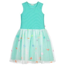 Billieblush Green Tulle Logo Dress
