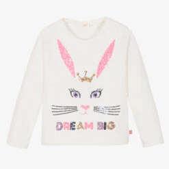 Billieblush Ivory & Pink Bunny Sequin Top