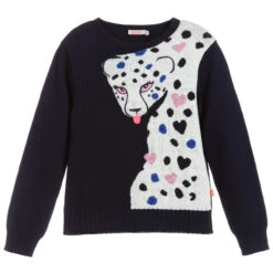 Billieblush Navy Blue Cheetah Sweater