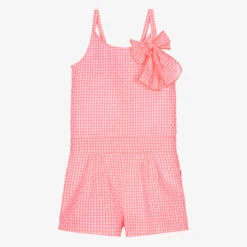 Billieblush Neon Pink Gingham Playsuit