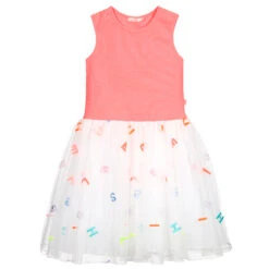 Billieblush Neon Pink Tulle Logo Dress