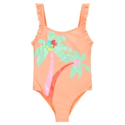 Billieblush Orange Palm Tree Swimsuit