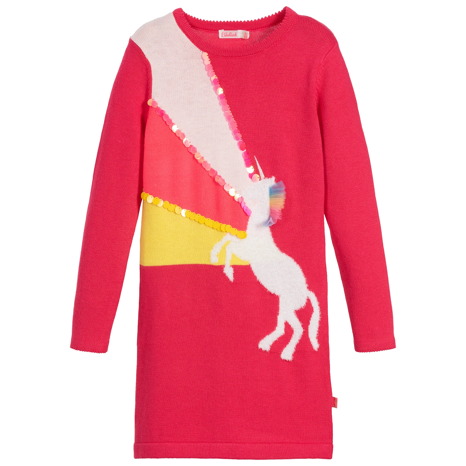 Billieblush Pink Cotton Knit Unicorn Dress 3 Billieblush Pink Cotton Knit Unicorn Dress