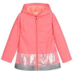 Billieblush Pink Hooded Sequin Raincoat