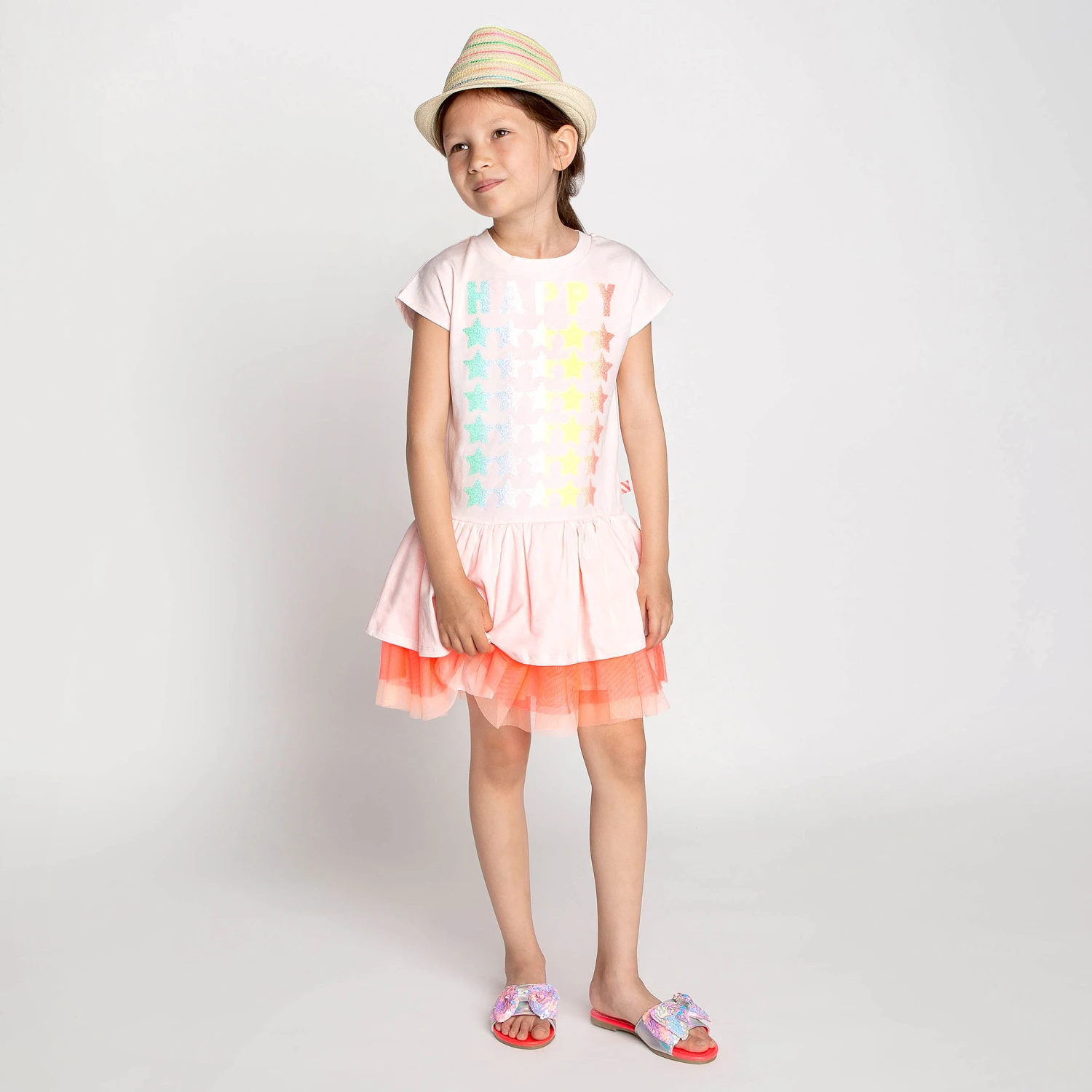 Billieblush Pink & Neon Star Jersey Dress 4 Billieblush Pink & Neon Star Jersey Dress - Image 2