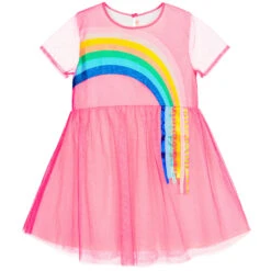 Billieblush Pink Rainbow Mesh Dress
