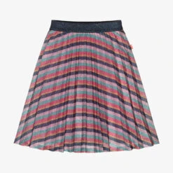 Billieblush Striped Lurex Pleated Skirt