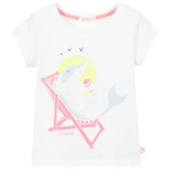 Billieblush White Cotton Dolphin T-Shirt