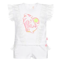 Billieblush White Cotton Jersey Shorts Set