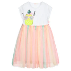 Billieblush White Jersey & Tulle Dress