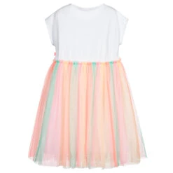 Billieblush White Jersey & Tulle Dress -Billieblush billieblush white jersey tulle dress 382484 dd1e081bfefdeb669c6a31abc3c6fdd024dab69a