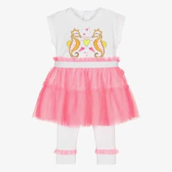 Billieblush White Seahorse Leggings Set