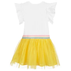 Billieblush White & Yellow Cotton Dress -Billieblush billieblush white yellow cotton dress 382505 3c5930502ede5b7d5775013c2cfcf5c2a39f2d9b